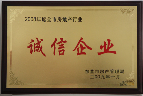 2008年度全市房地產(chǎn)行業(yè)誠信企業(yè)